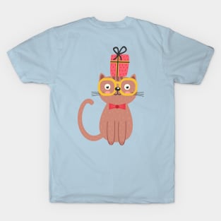 Nerd Cat with Gift T-Shirt